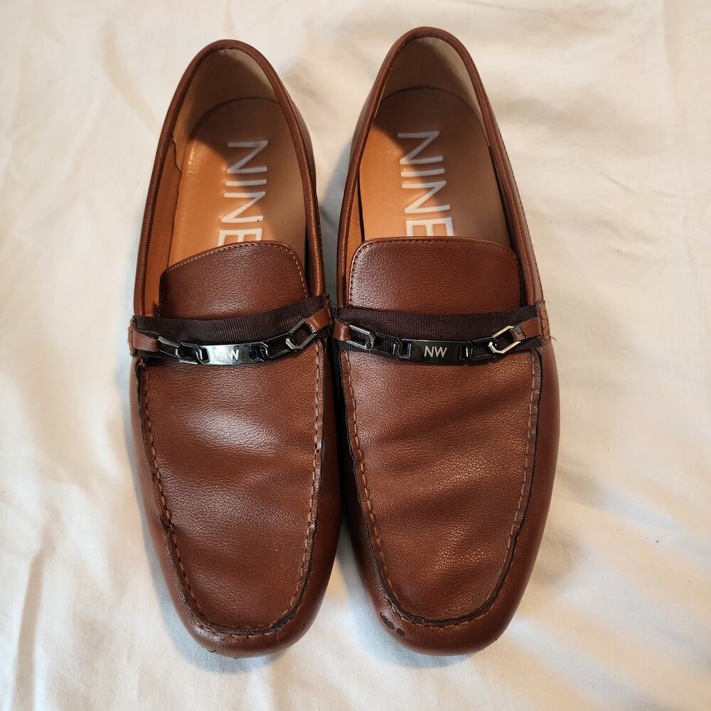 BUY ME- NIne West Damian Loafer 12 Men's Faux Leather Brown Old-School Money